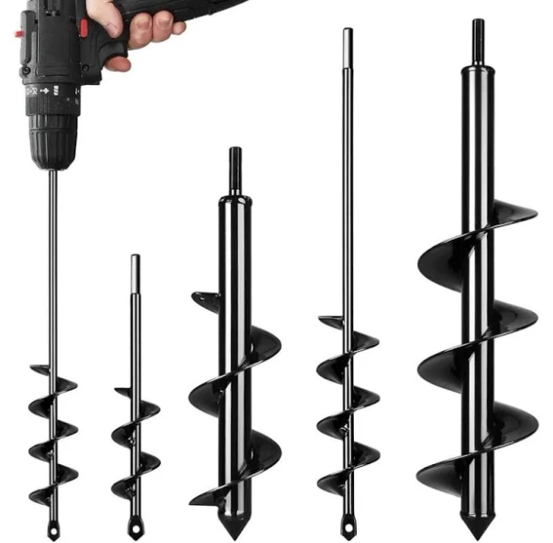 MYWISH 4-Pack Heavy-Duty Garden Spiral Auger Set for 3/8 in. Drill