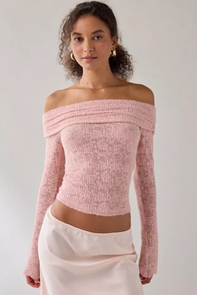 Kimchi Blue Lily Sheer Lace Long Sleeve Off-The-Shoulder Top