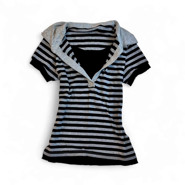 REPOP! vintage y2k grey and black grunge stripe...