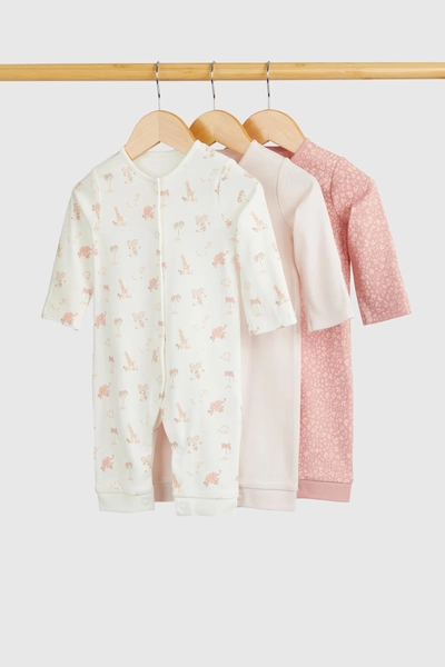 Mothercare Girls Full Sleeves Bodysuit - Pack of 3 - Pink - Mothercare