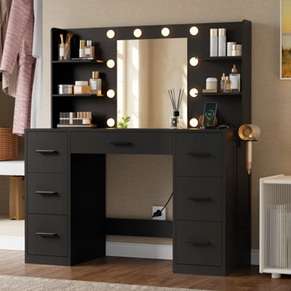 Wade Logan® Ragin Makeup Vanity With Usb Power Outlet And 3 Modes Adjustable Brightness Light