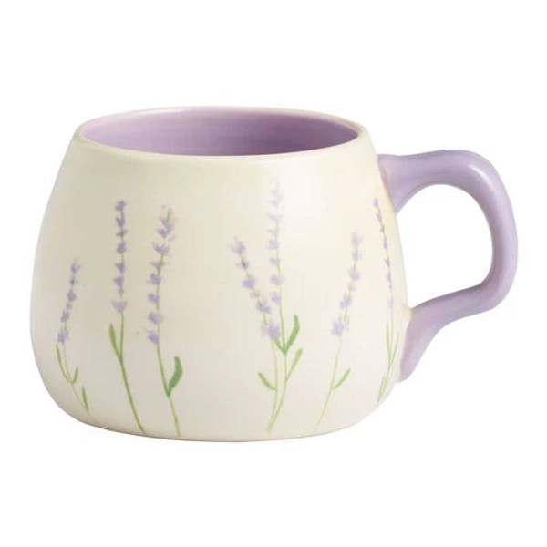 World Market Hand Painted Pastel Floral Ceramic Mug