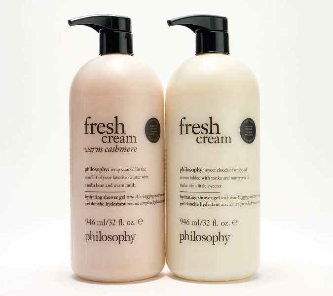 philosophy super-size fresh cream & warm cashmere shower gel duo