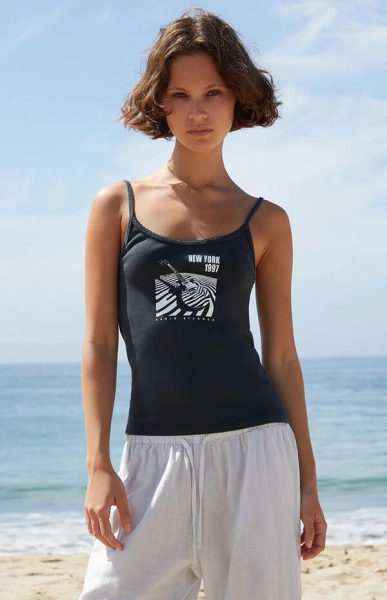 Black New York Radio Silence Tank Top