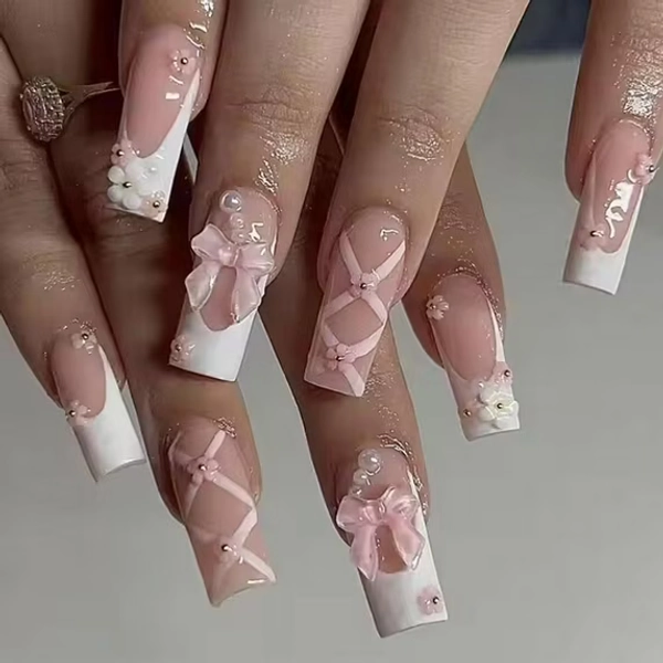 MapleMart 24pcs Coffin Shaped Fake Nails Nai