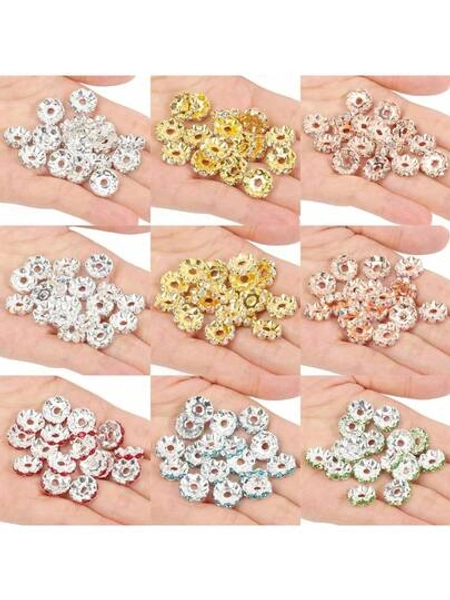 30pcs/Lot 12mm Rhinestone Rondelle Crystal Big Hole Round Loose Spacer Beads For Jewelry DIY Making Bracelet Necklace Accessories