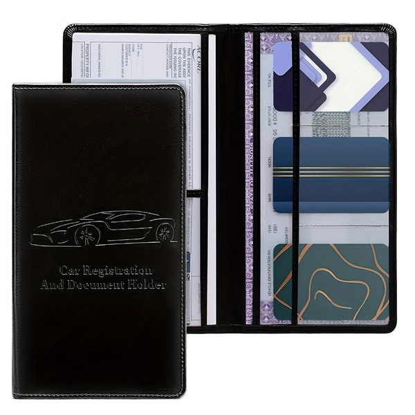 Car Registration and Insurance Card Holder, Vehicle Glove Box Paperwork Organizer, Easy Access Document and Card Protector for Men and Women