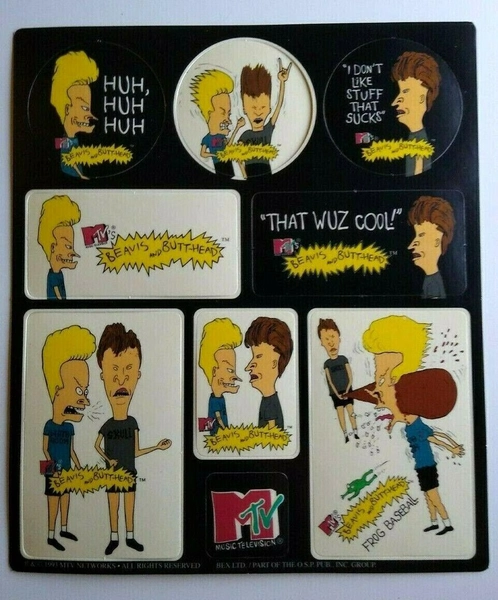 Beavis And Butt Head Original Vintage Photo Stickers 1993 Set of 9 Cartoon Unique Gift
