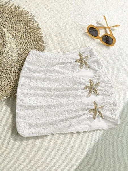 Soleia Women's Starfish Decor Bikini Bottom Swimwear Skirt For Summer Beach Sparkly