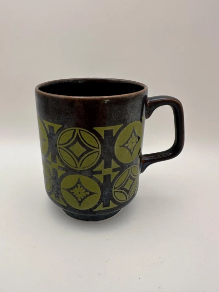 Vintage Romanian Iron Stone Ceramic Mug 1970s Geometric Olive Green Pattern Brown Glaze Retro Coffee Cup - Etsy Australia