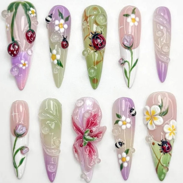 Stunning 3D Floral Nail Art Set
