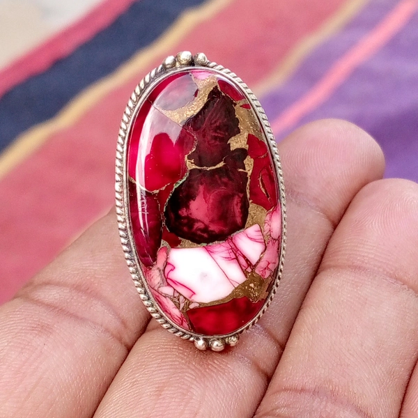 Handmade Rose Dahlia Turquoise Ring, 925 Sterling Silver, Boho Statement Jewelry