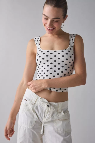 BDG Printed Ribbed Square Neck Tank Top