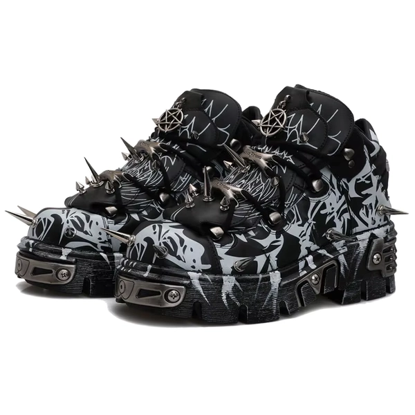 2025 New Original Design Graffiti Platform Men's and Women's Dark Rivets Rock Punk Heightening Muffin Casual Dad Shoes - AliExpress 322