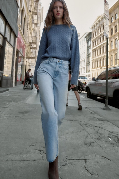 Z.04 FULL LENGTH HIGH WAIST JEANS - Light blue | ZARA United States