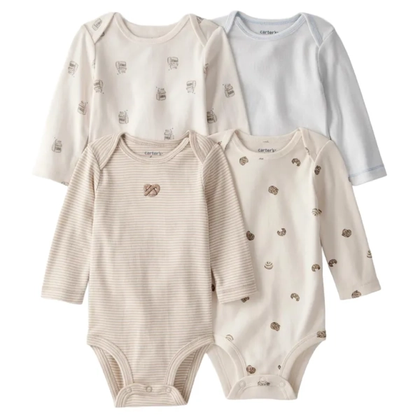 Pack 4 Bodys Estampados Algodón Bebé Unisex Carter's