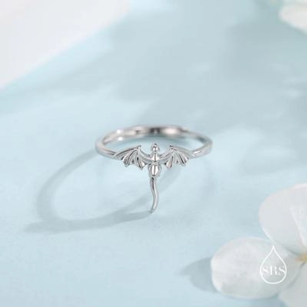 sterling Silver Dragon Dainty Ring