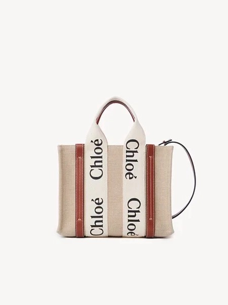 Small Woody tote bag in linen