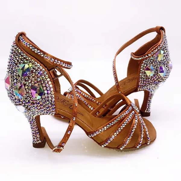 Latin Dance Shoes Full Rhinestone Girls Latin Dance Shoes Soft Bottom Adult SALSA Diamond Salsa Latin Ballroom Shoes - AliExpress 201768104
