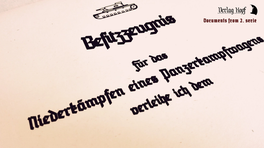 Panzervernichtungsabzeichen Certificate