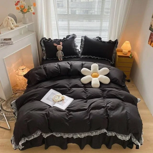 Chic Ruffle Lace Duvet Cover Set