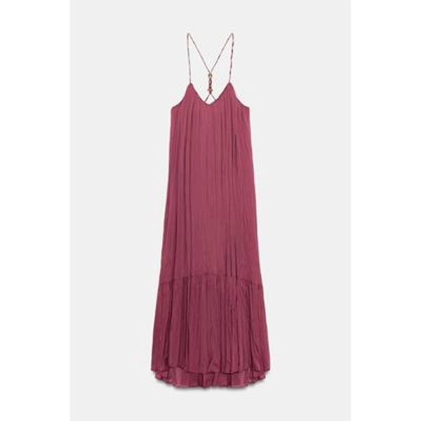 Zara - Flowy Beaded Dress - Light Maroon - S - Woman