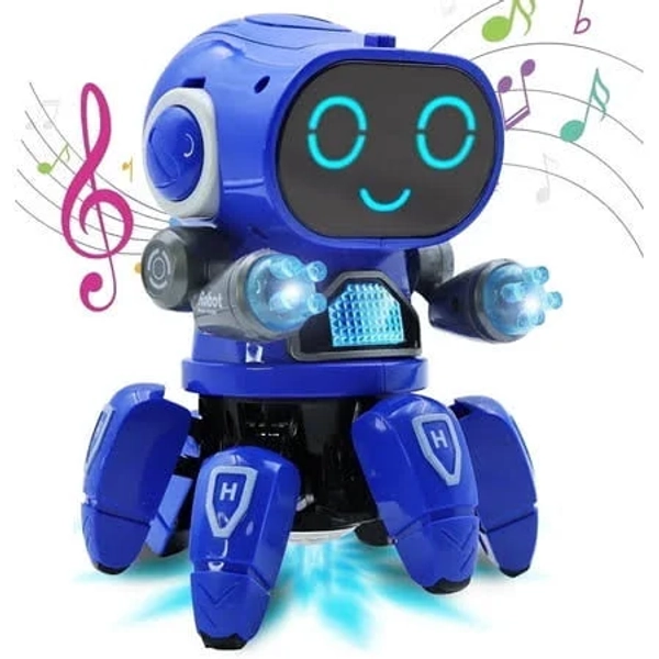 Lvelia Robot Toy for Kids, Intelligent Electronic Walking Dancing Robot Toys with Flashing Lights and Music for Age 3-12 Year Old Boys Girls Birthday