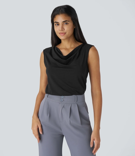 Cowl Neck Sleeveless Work Blouse