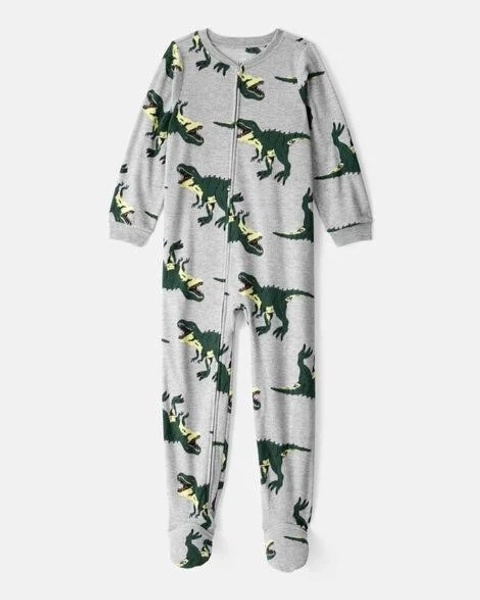 Carter's Boys' Dinosaur Loose Fit Long-Sleeve Zip-Up Pajama