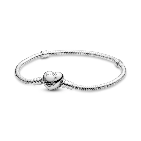 Pandora Moments Silver Bracelet with Heart Clasp 590719