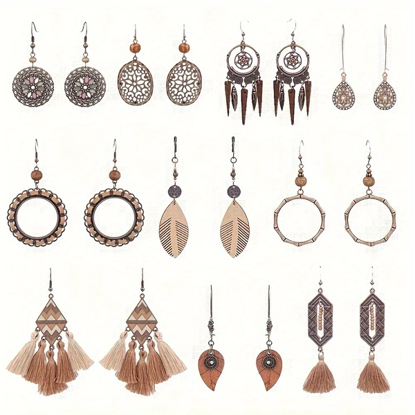 10 Pairs Of Bohemian Earrings Vintage Pendant Earrings Bohemian Earrings Set with Ethnic Romantic Su Personality Earrings Alloy Long Bohemian Pendant Earrings for Women