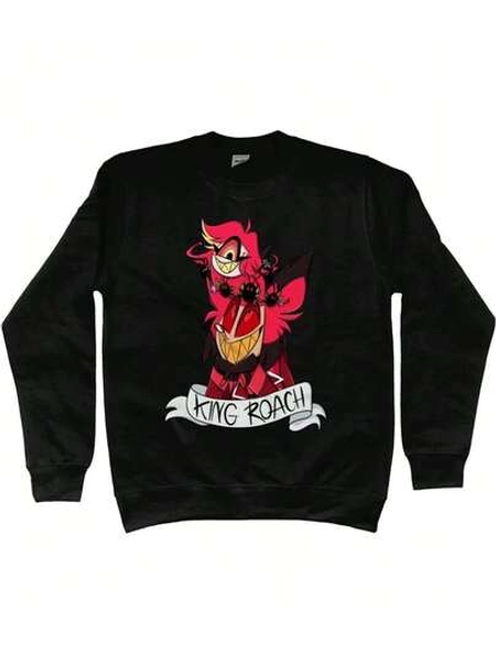 Sweatshirt: Alastor And Niffty 'King Roach' Graphic - Radio Demon Cozy Unisex Sweater
