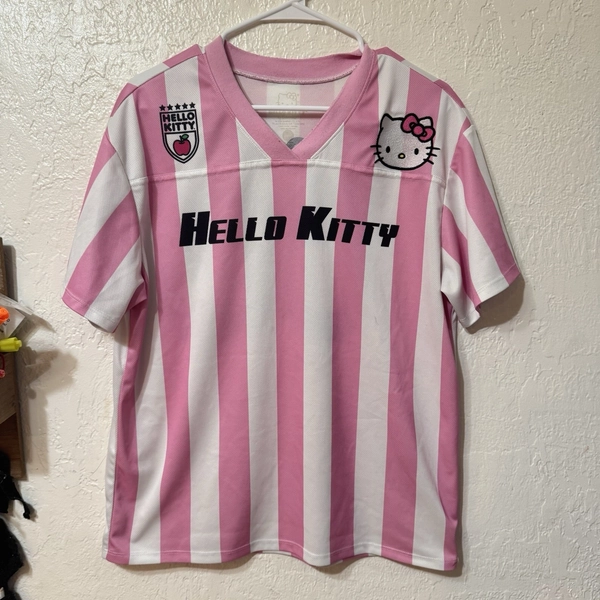 Hello Kitty Striped Soccer Girls Jersey By Sanrio Size L