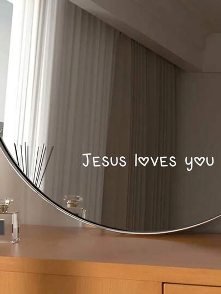 RandySticker 1pc/2pcs/4pcs Jesus Love You Words Of Encouragement Home Decor Bathroom Decor Mirror Make-Up Mirror Door Window Wall Stickers Gifts Birthday Graduation