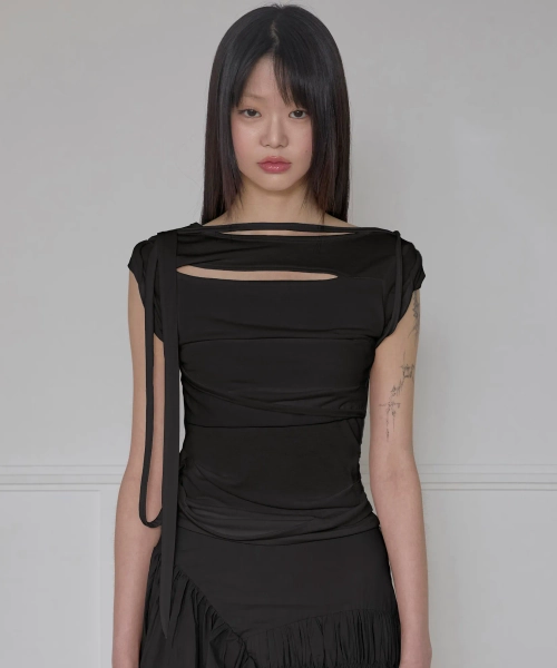 Asymmetrical Draped Strap Roll-Up