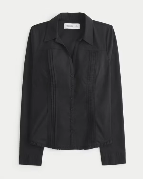 Lace Inset Button Front Shirt