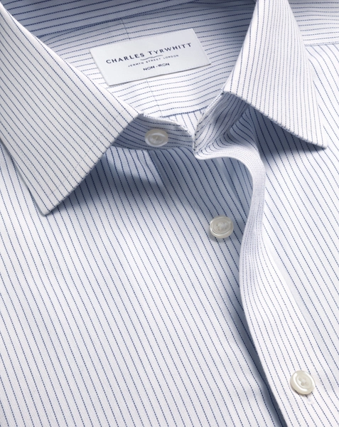 Non-Iron Twill Stripe Shirt – Indigo Blue