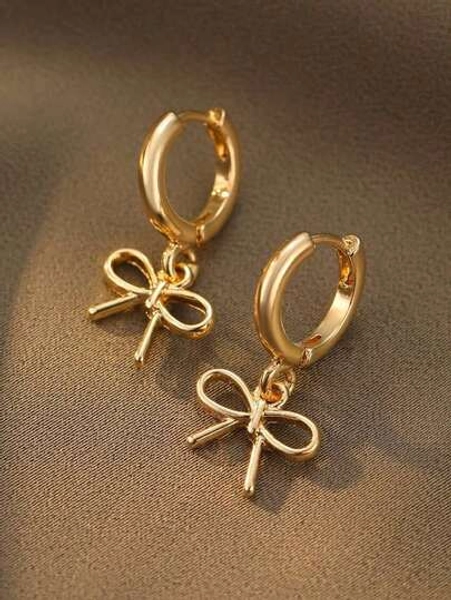 1pair Sweet And Simple Design Small Bow Earrings Suitable For Daily Wear, Commuting, And Gatherings Valentines,Mom,Mother,Mother's Day,Gift