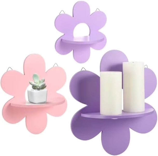 3 Pcs Daisy Flower Floating Shelves, Wooden Boho Daisy Plant Shelf, Wall Mounted Display Stand, Hanging Display Flower Decor for Living Room Bathroom Bedroom(Pink,White,Yellow) - Walmart.com