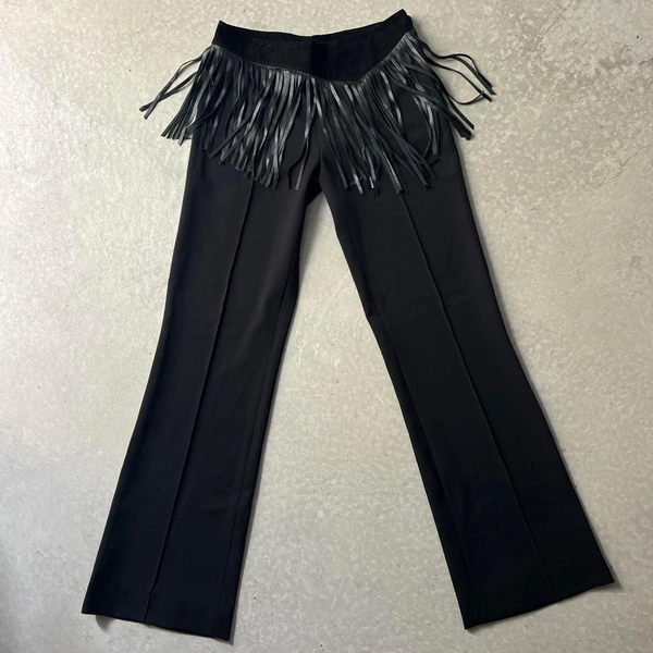 Insane vintage black pants with genuine leather...