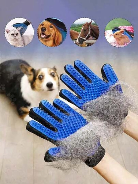 Gentle Pet Grooming Glove, Silicone Multi-Function Deshedding Brush, Massage & Bathing Tool, Suitable For Dogs, Cats, Horses, Rabbits And Small Pets, Adjustable - Size 1pc