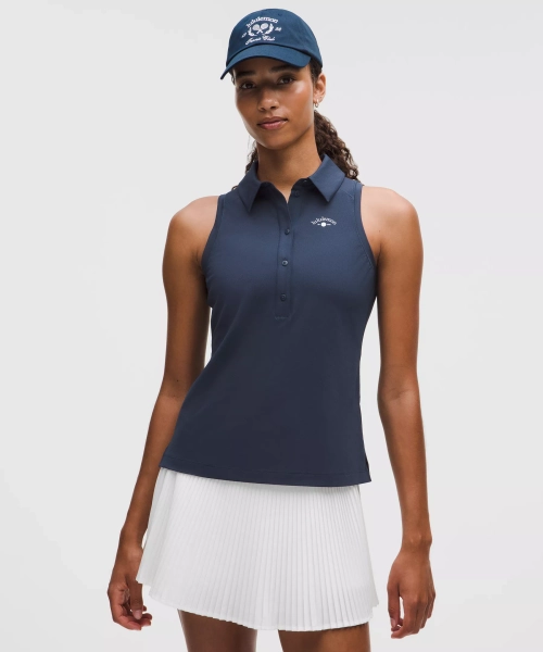 Quick-Dry Sleeveless Polo Shirt Straight Hem *Graphic - Club Blue - 10
