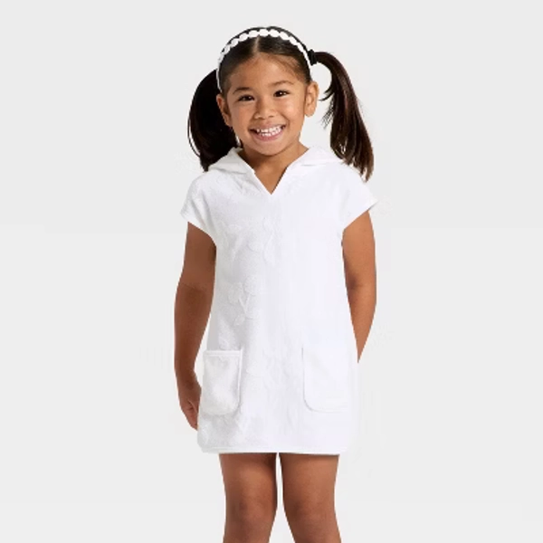 Toddler Girls' Cherry Embossed Swim Cover Up Dress - Cat & Jack™ White 4T