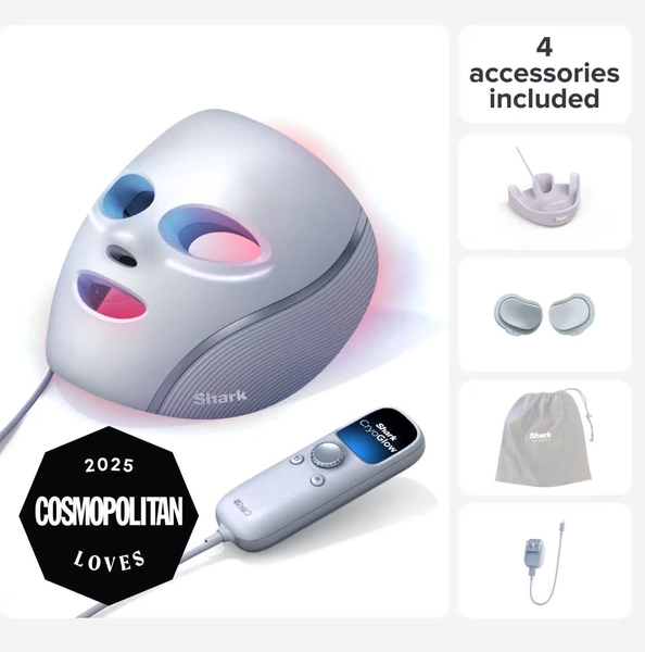 Shark™ CryoGlow™ Red Blue & Infrared iQLED Face Mask & Under Eye Cooling w/ Charging Stand (Lilac Chill)