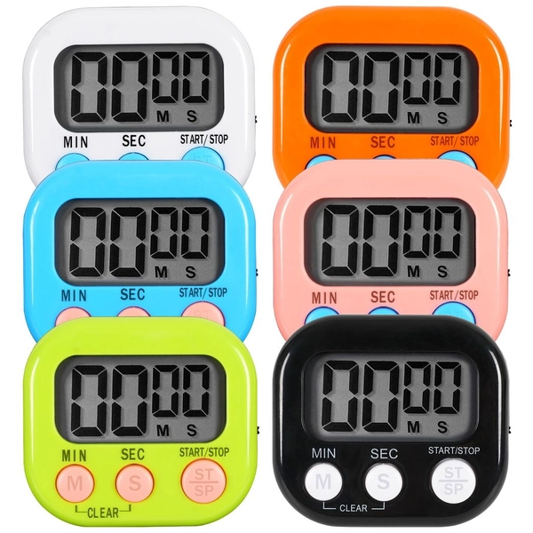 6 Pack Multi-Function Electronic Timer, Learning Management, Suitable for Kitchen, Study, Work, Exercise Training, Outdoor Activities(not Including Battery)
