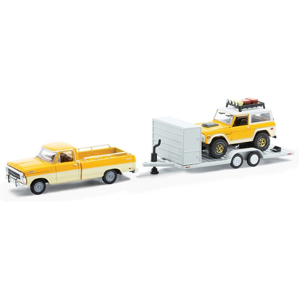 1969 Ford F-100 Ranger Truck & 1971 Ford Bronco 1:64 Scale Diecast Model Truck