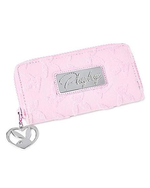 Pink Playboy Bunny Terry Rhinestone Zip Wallet