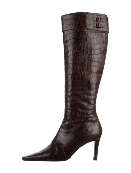 Embossed Leather Animal Print Boots