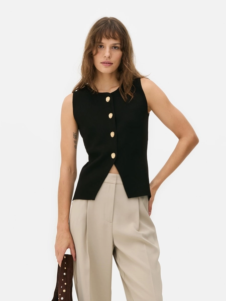 Knitted Golden Button Waistcoat