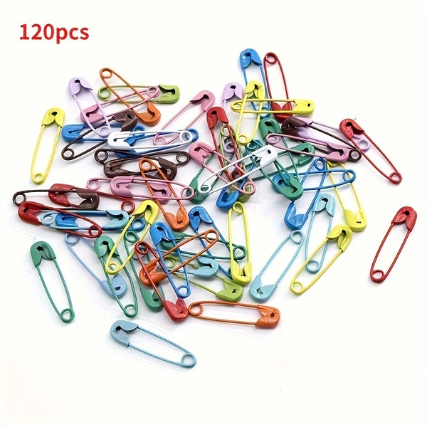 120pcs Vibrant Candy-Colored Safety Pins with Secure Clasp - Small Size for Crafting, Sewing, Apparel &amp; Accessories - Mixed Colors for DIY Projects, Great Gift for Crafters &amp; Sewing Enthusiasts, Sewing Accessories, Playful Design, Reliable Closure